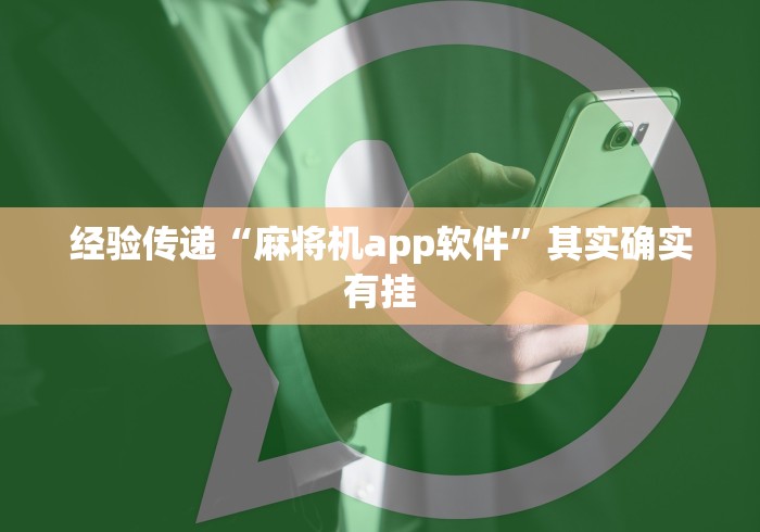 经验传递“麻将机app软件”其实确实有挂 经验传递“麻将机app软件”其实确实有挂