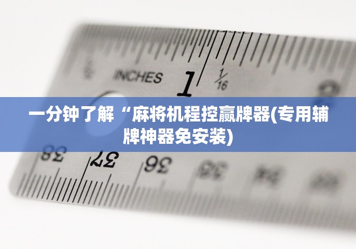 一分钟了解“麻将机程控赢牌器(专用辅牌神器免安装)