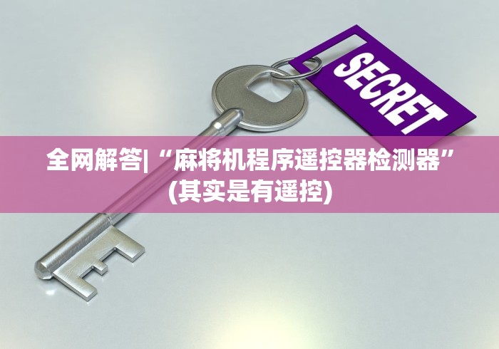全网解答|“麻将机程序遥控器检测器”(其实是有遥控)