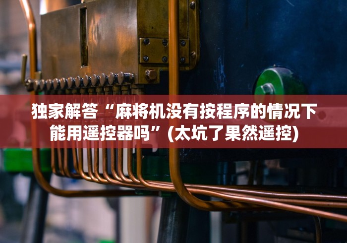 独家解答“麻将机没有按程序的情况下能用遥控器吗”(太坑了果然遥控)