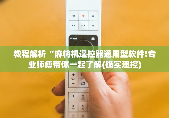 教程解析“麻将机遥控器通用型软件!专业师傅带你一起了解(确实遥控) 教程解析“麻将机遥控器通用型软件!专业师傅带你一起了解(确实遥控)